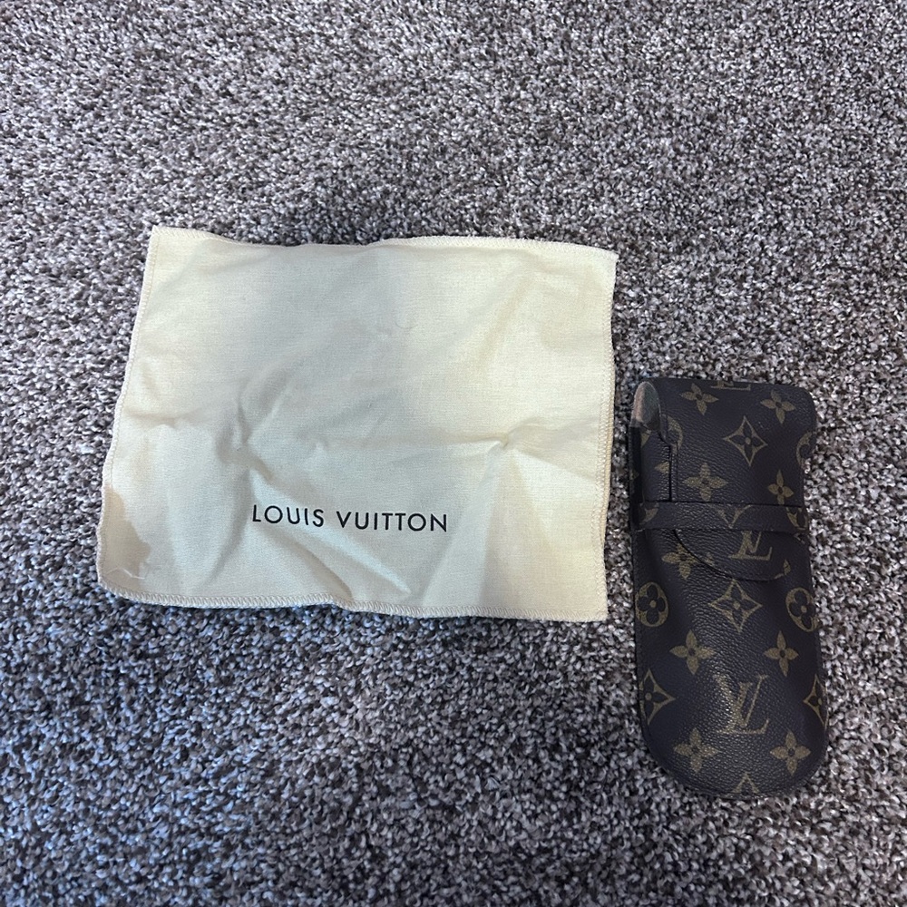Louis Vuitton Suede Eyeglass Sleeve in Tan